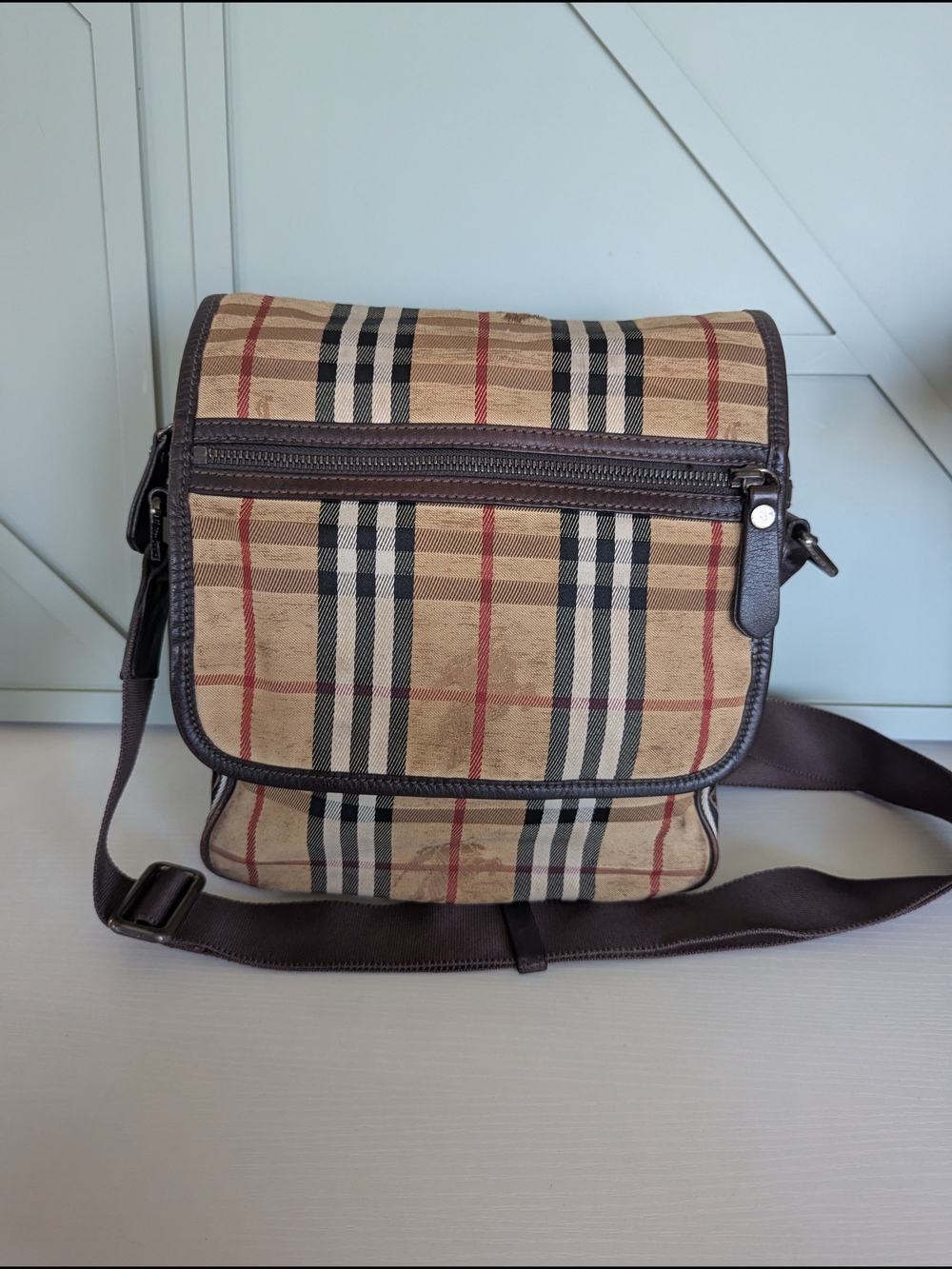 Vntage Burberry Haymarket Check Messenger Bag